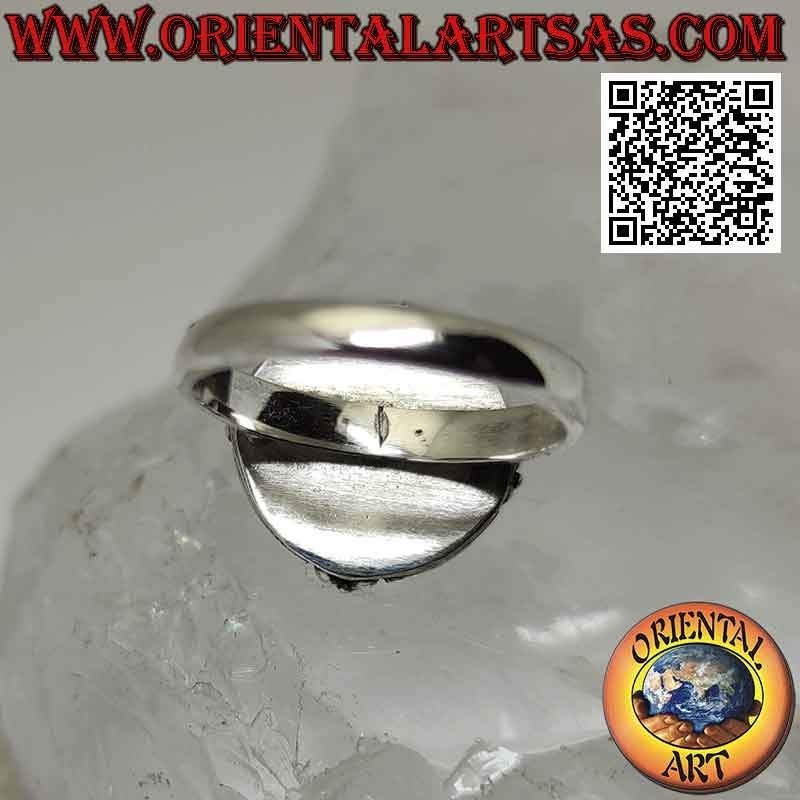 Anillo de plata con jaspe de pueblo redondo y bola central (b)