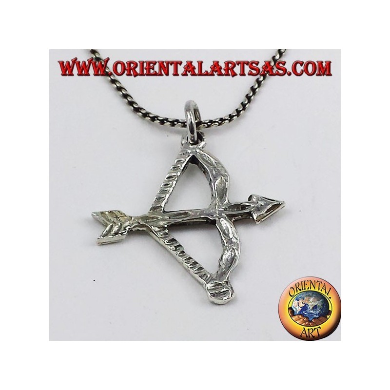 silver pendant bow with arrow