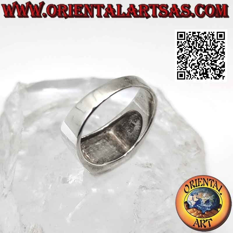 Anillo liso y sencillo de plata con onix cuadrado 10 x 10 mm