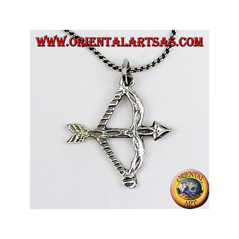 silver pendant bow with arrow