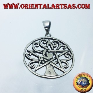 Silber Anhänger, Baum des Lebens mit pentacle