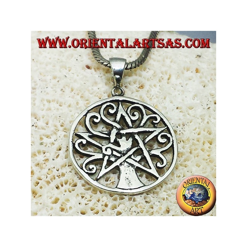 ciondolo in argento albero della vita con pentacolo