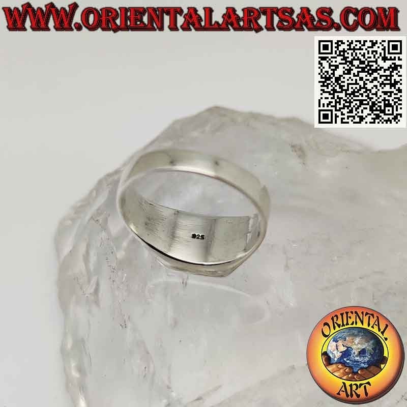 Anillo de plata lisa con turquesa cuadrada con borde 8x8 mm