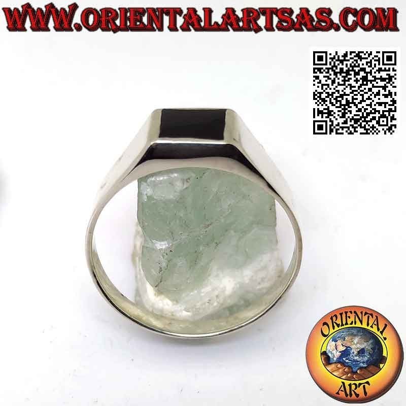 Bague en argent lisse avec onyx carré affleurant 8x8 mm