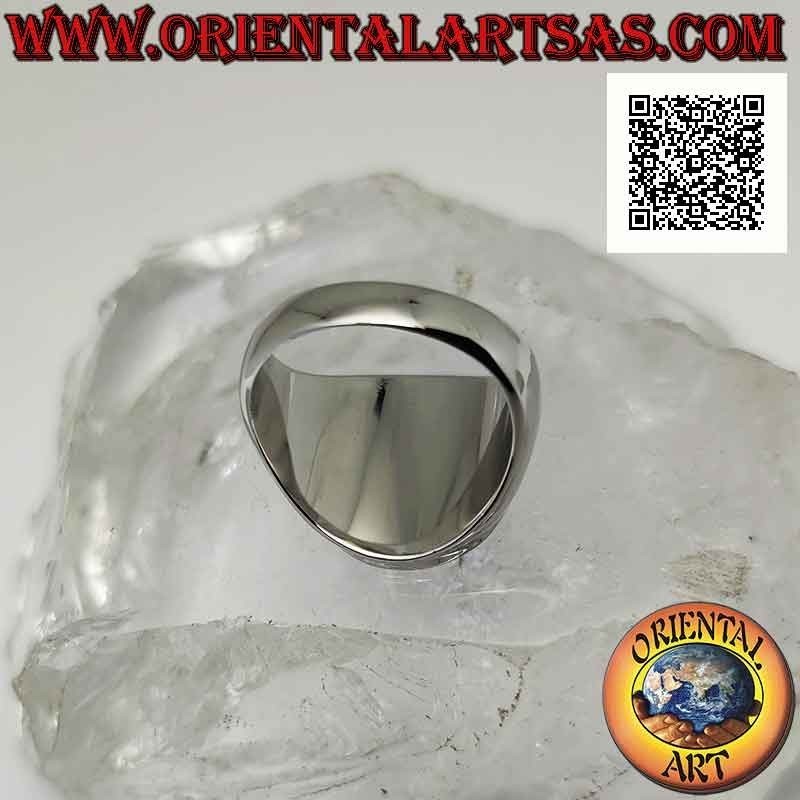 Silberring mit flachem rundem Onyx auf glattem, leicht kantigem Ø 15 mm Rahmen