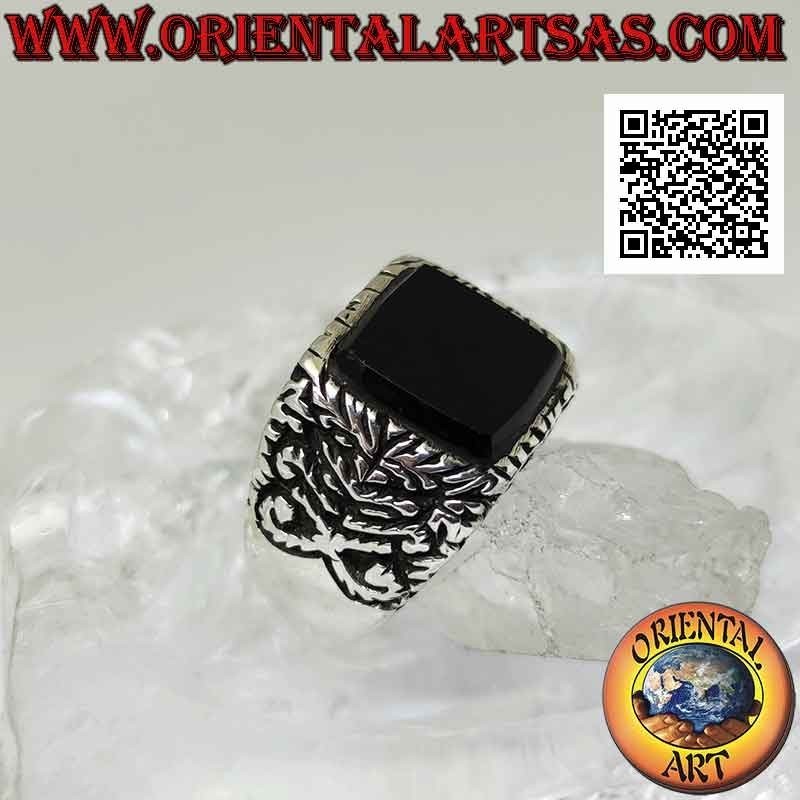 Anello in argento intarsiato con onice