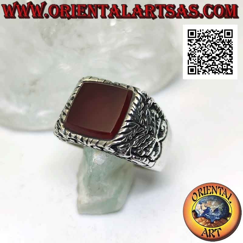 Anello in argento intarsiato con corniola