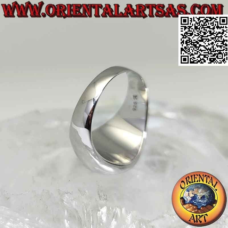 Bague en argent avec onyx rond affleurant sur une monture lisse Ø 12 mm