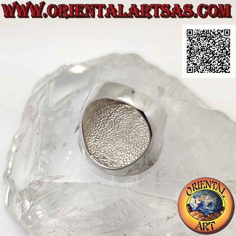 Anillo de plata con abulón redondo (concha de paua) al ras del borde sobre marco liso Ø 20 mm