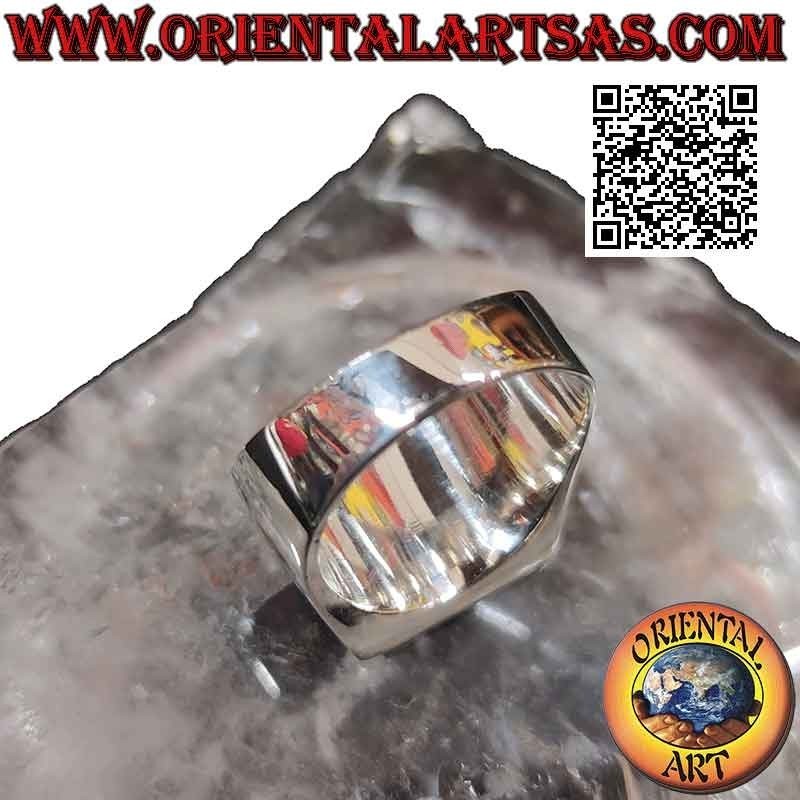 Smooth silver ring with square turquoise flush with edge 13x13 mm