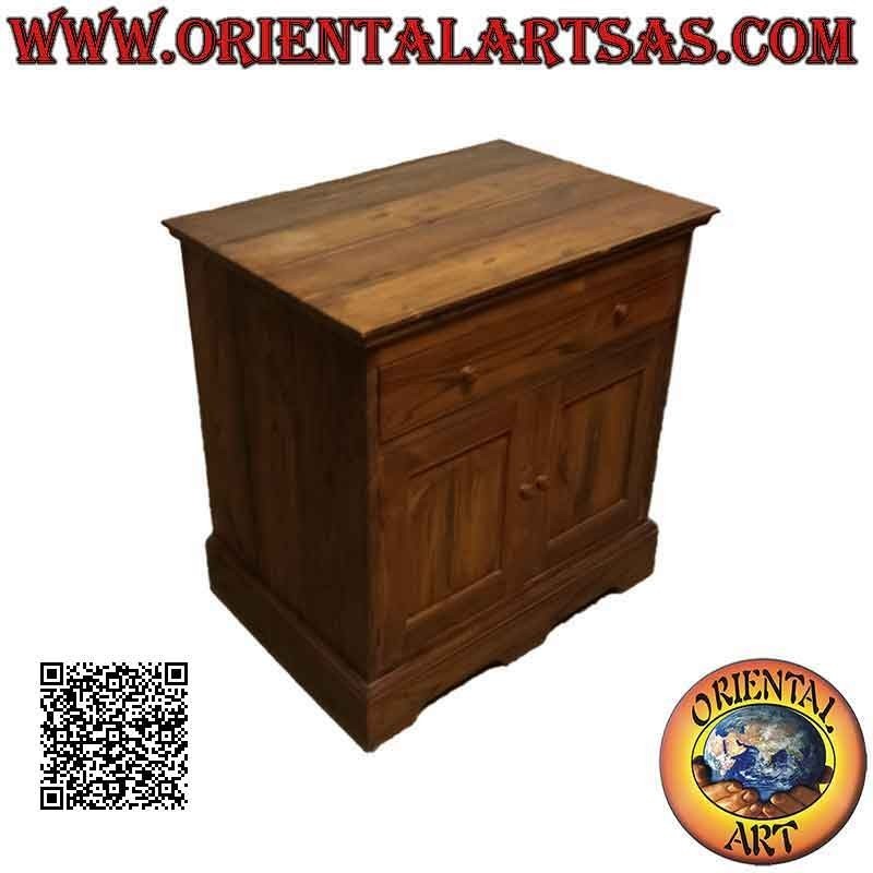 Buffet linéaire avec 2 portes et 1 commode en bois de teck 77x53, 79h