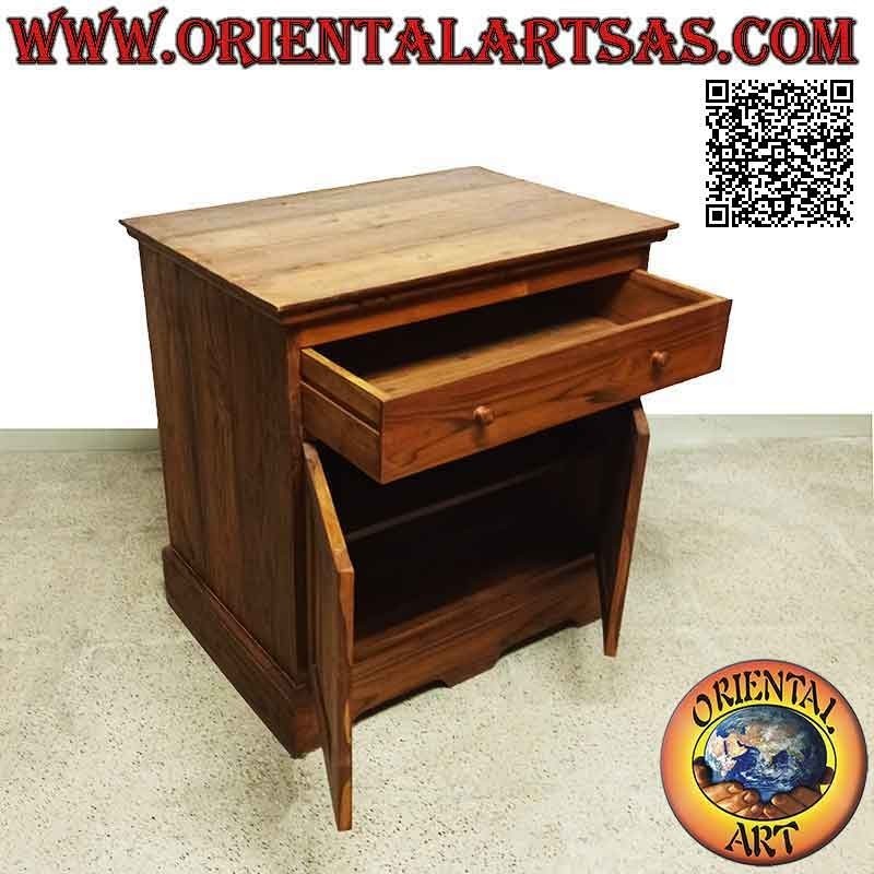 Buffet lineare a 2 ante e 1 cassettone in legno di teak da 77x53, 79h