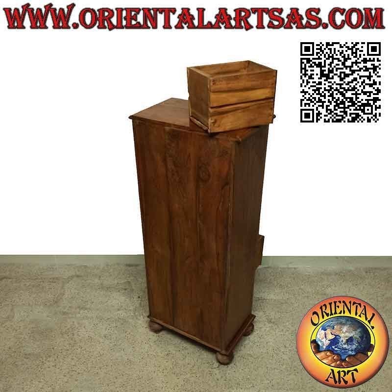 Column chest of drawers with 10 square drawers in teak wood