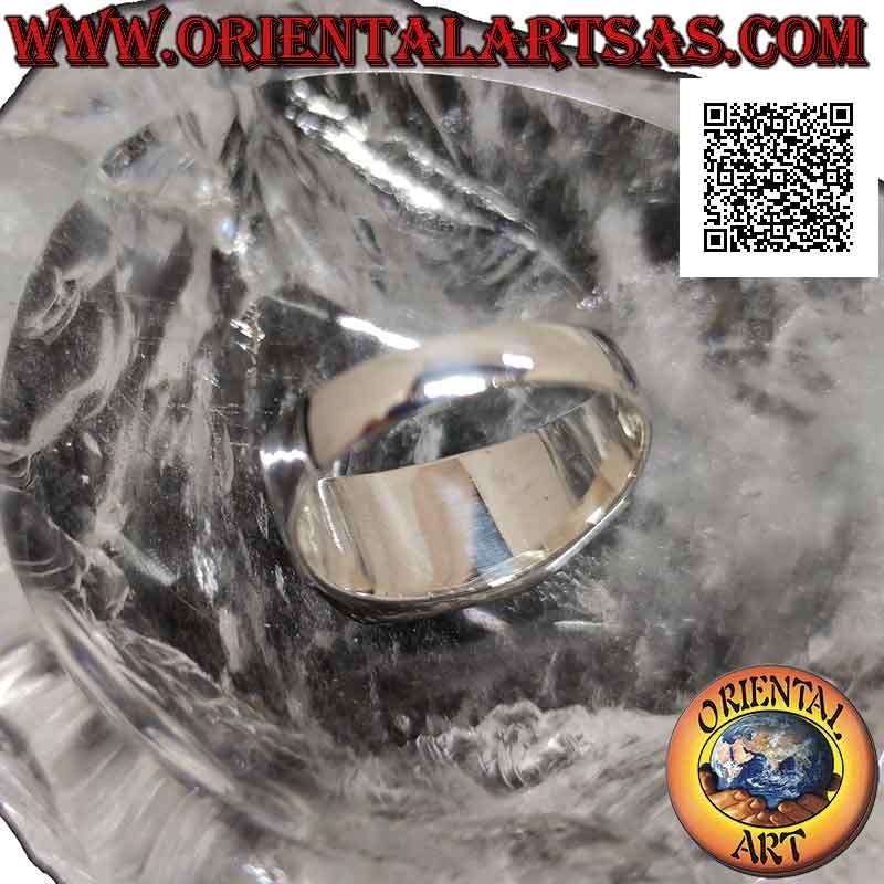 Anello in argento liscio con agata verde rettangolare orizzontale a filo bordo 12x10 mm