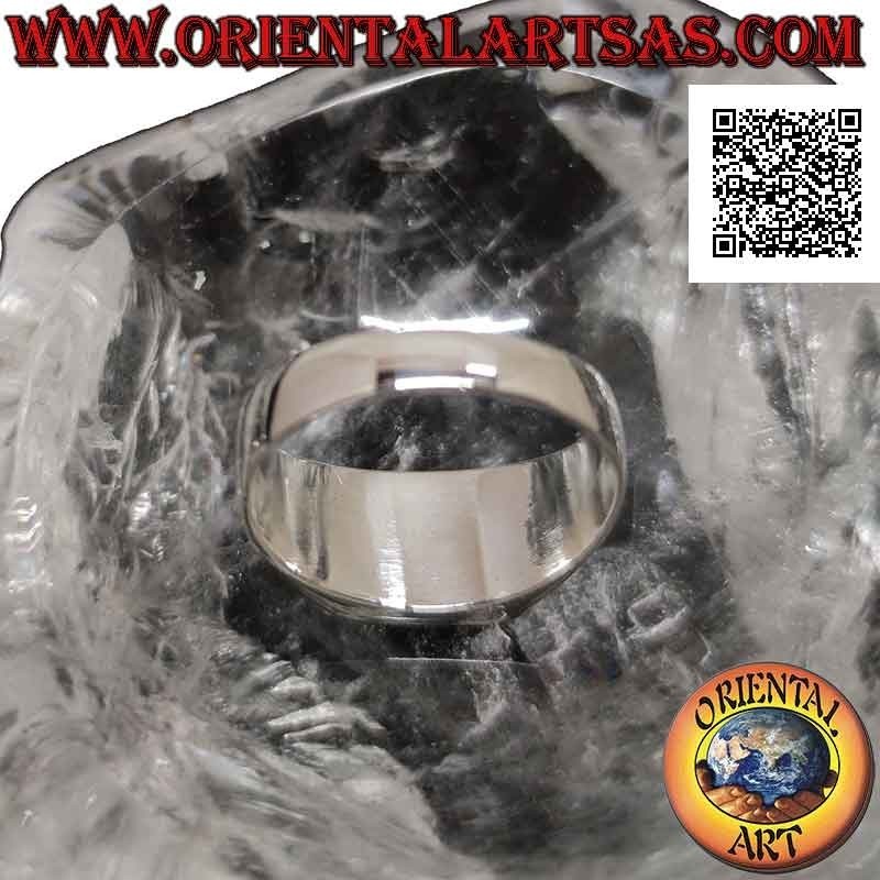 Anello in argento liscio con corniola rettangolare orizzontale a filo bordo 12x10 mm