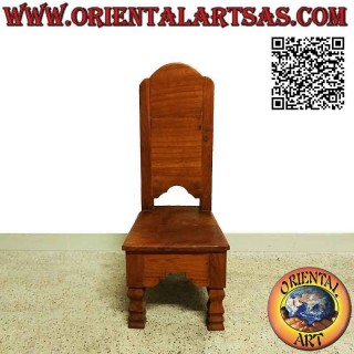 Baby chair with smooth high back in teak wood