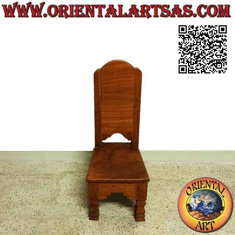 Baby chair with smooth high back in teak wood