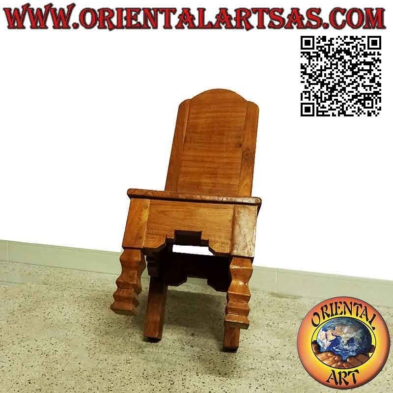 Sedia bimbo a schienale alto liscio in legno di teak