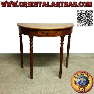 Tavolo Consolle Mezzaluna Teak Massello 80x90x45 cm - Mobile Fatto a Mano Oriental Art