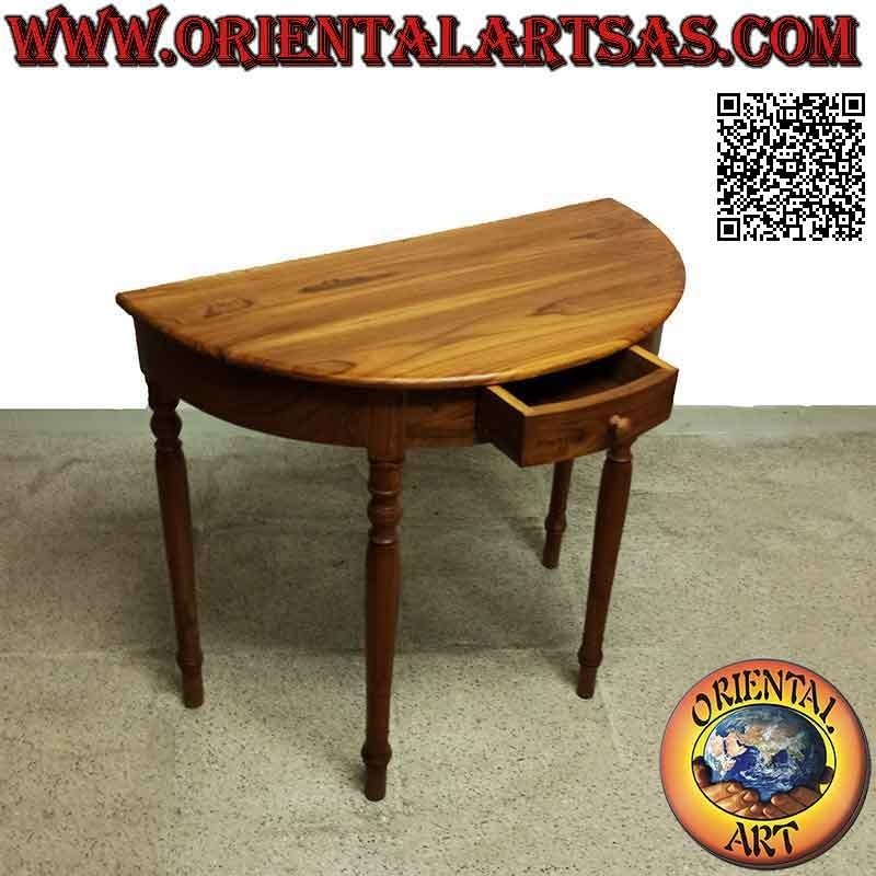 Halbmond Konsolentisch Teak Massivholz 80x90x45 cm | Oriental Art