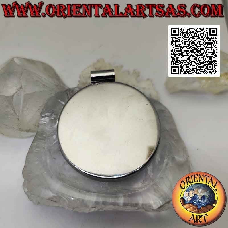 Colgante medallón redondo en metal hipoalergénico con mosaico de nácar