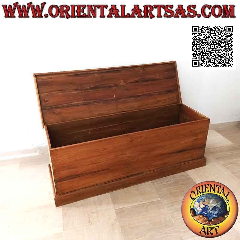 Cassapanca lineare rettangolare classica lunga in legno di teak (colore naturale)