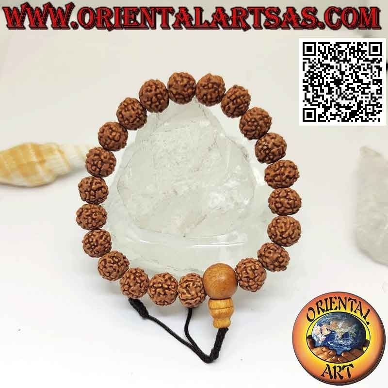 Pulsera Mālā 21 granos de 10 mm. en semillas de Rudra con bolsa tibetana