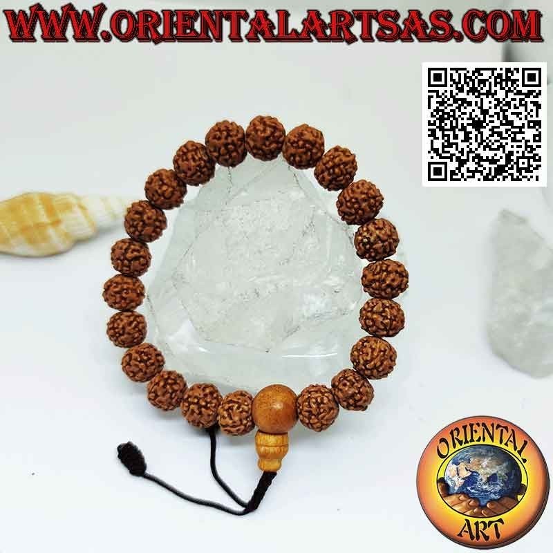 Bracciale mālā 21 grani da 10 mm. in Semi di Rudraksha con sacchettino