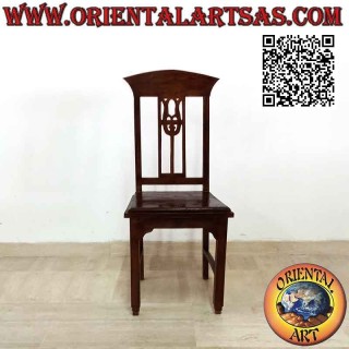 Silla étnica "Java" con decoración calada en el respaldo, en madera de teca