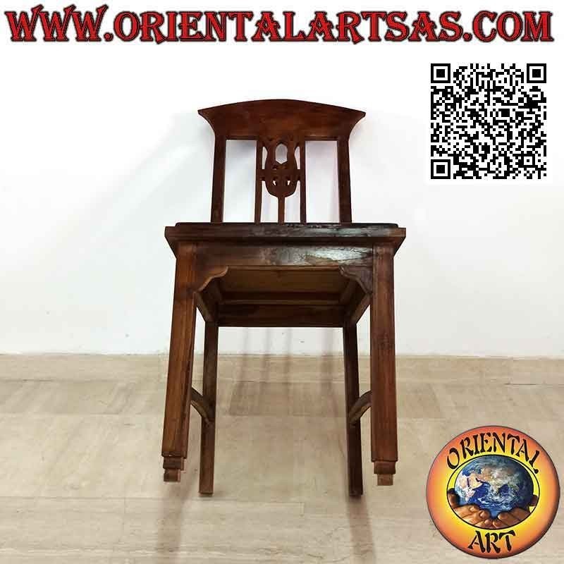 Sedia etnica "Java" con decoro traforato su schienale, in legno di teak