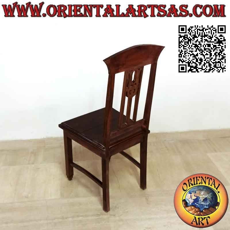 Sedia etnica "Java" con decoro traforato su schienale, in legno di teak