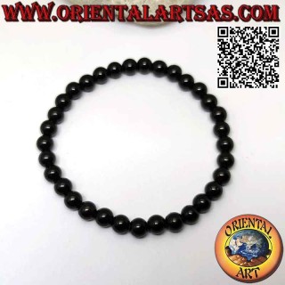 6mm Schwarzer Turmalin Perlenarmband | Natur & Elastisch