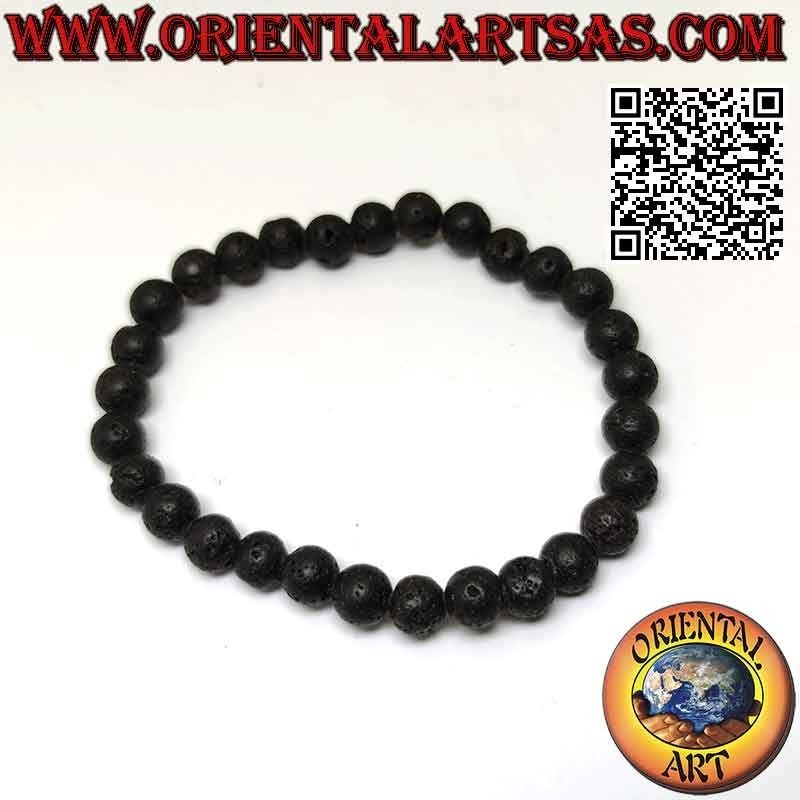 Natural 7mm Lava Stone Stretch Bracelet