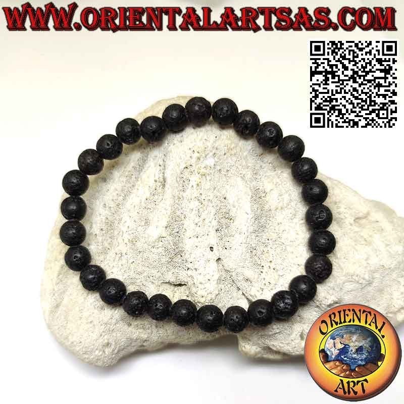 Natural 7mm Lava Stone Stretch Bracelet