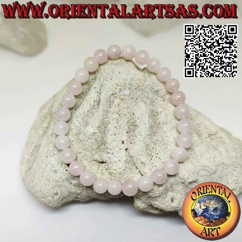 Bracciale Quarzo Rosa Naturale 6mm Elastico | Amore & Armonia