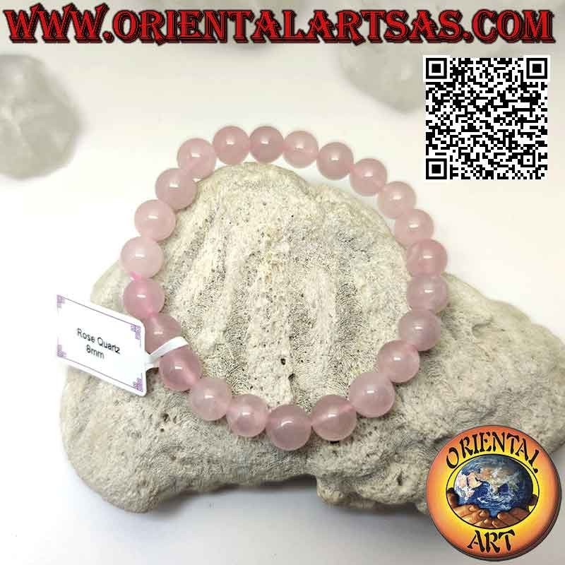 Rosenquarz Perlenarmband 8mm – Naturstein & Elastisch