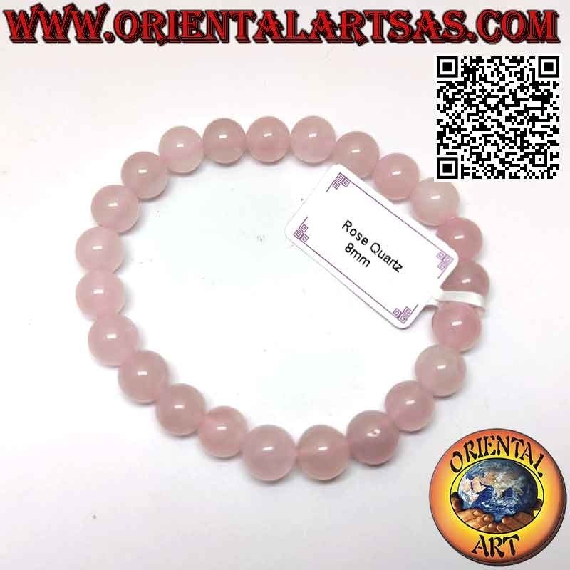 Pulsera Cuarzo Rosa Natural 8mm Elástica | Amor y Calma