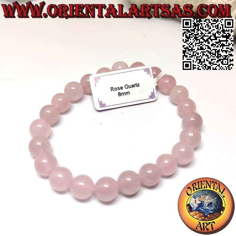 Natural Rose Quartz Elastic Bracelet | 8mm Beads