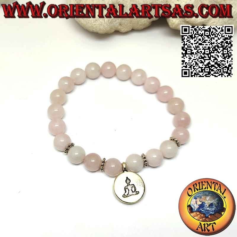 Natural Rose Quartz 8mm Buddha Elastic Bracelet