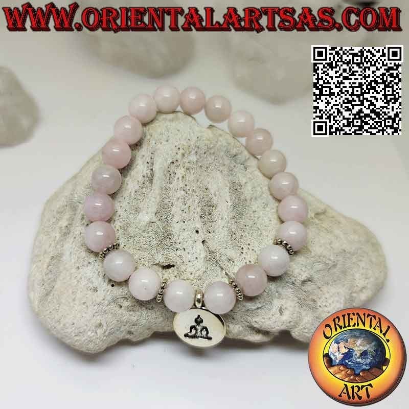 Natural Rose Quartz 8mm Buddha Elastic Bracelet