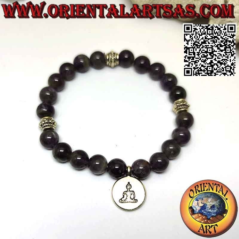 Amethyst Buddha Armband 8mm – Naturstein & Elastisch