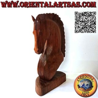 Sculpture tête de cheval en bois de suar (sculpté à la main dans un seul bloc) de 50 cm