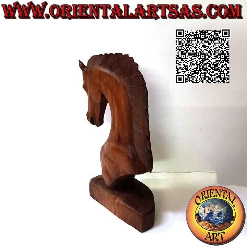Sculpture tête de cheval en bois de suar (sculpté à la main dans un seul bloc) de 50 cm
