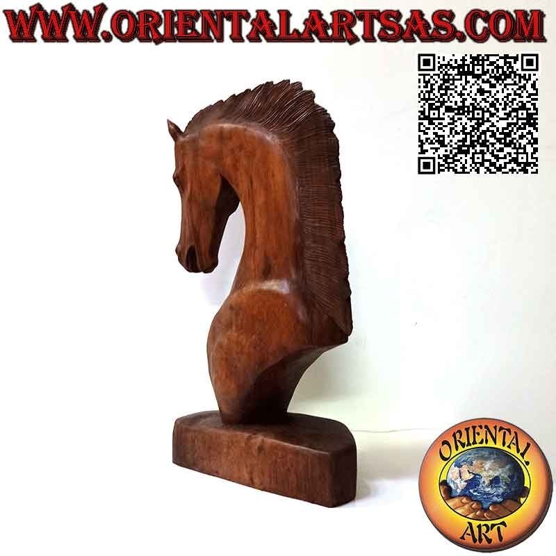 Sculpture tête de cheval en bois de suar (sculpté à la main dans un seul bloc) de 50 cm