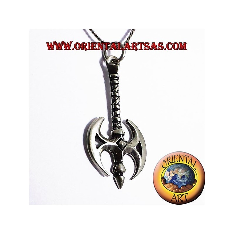 Axe ax pendant with Celtic Dragon Silver