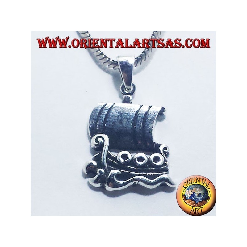 Argent Pendentif, bateau à voile Viking Drakkar