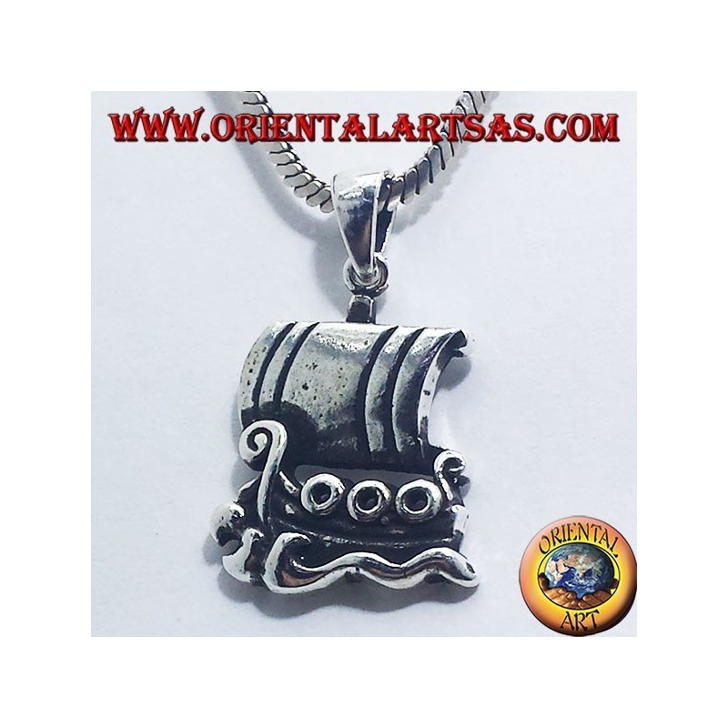 Argent Pendentif, bateau à voile Viking Drakkar