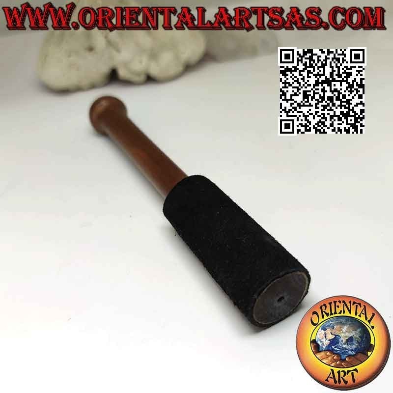 Klopfer für tibetische Glocken aus Holz und schwarzem Wildleder 16 cm x 2,5 cm
