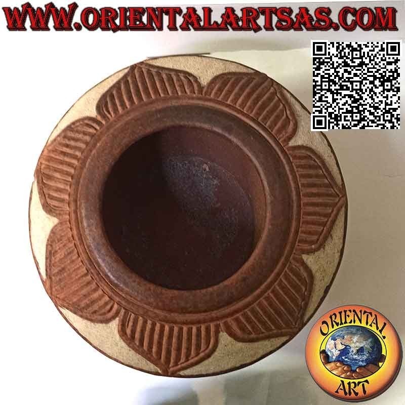 Vase traditionnel de Lombok avec décoration artisanale en terre cuite et fleur de sable (25 cm et 37 cm ø)