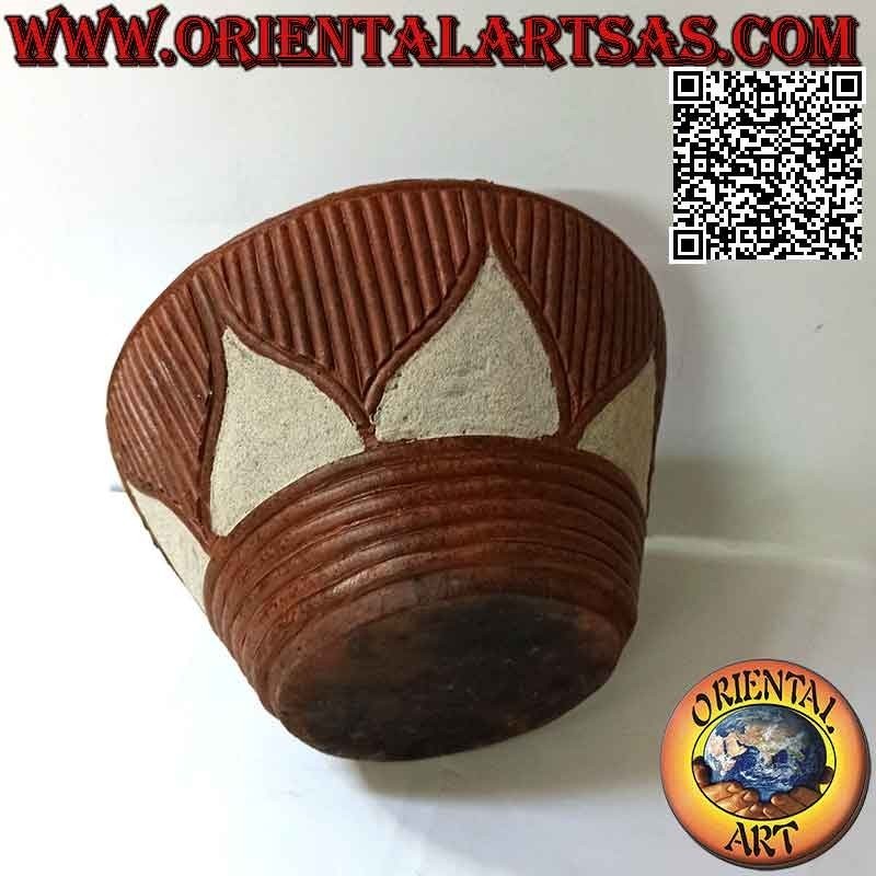 Vase traditionnel de Lombok avec décoration artisanale en terre cuite et fleur de sable (25 cm et 37 cm ø)